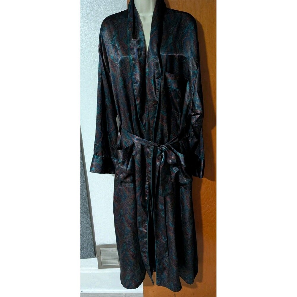 Vintage Number 1 London Fog Satin Robe L/XL Paisley Print